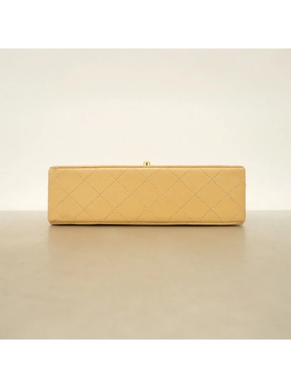 Chanel Shoulder Bag Quilted Lambskin Beige Gold